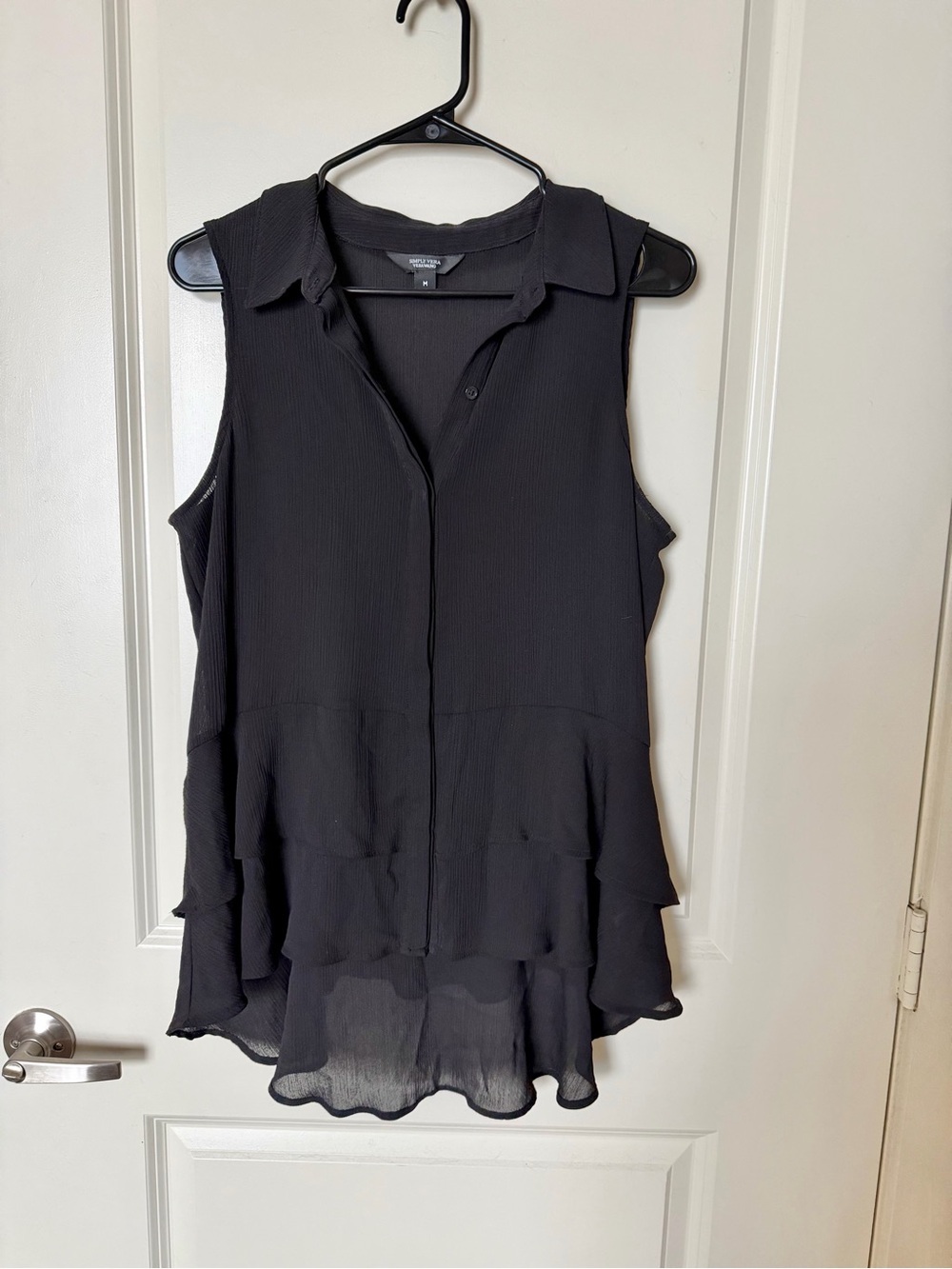 Simply Vera Vera Wang Black Sleeveless Ruffle Hem Blouse
